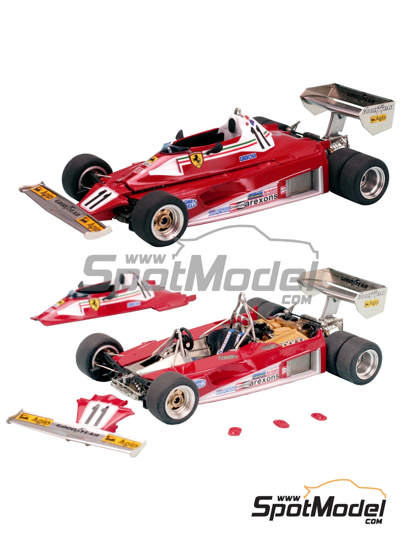 Ferrari 312T2 Six Wheels Scuderia Ferrari Team sponsored by Fiat - IRTA  Test 1977. Car scale model kit in 1/43 scale manufactured by Tameo Kits  (ref.